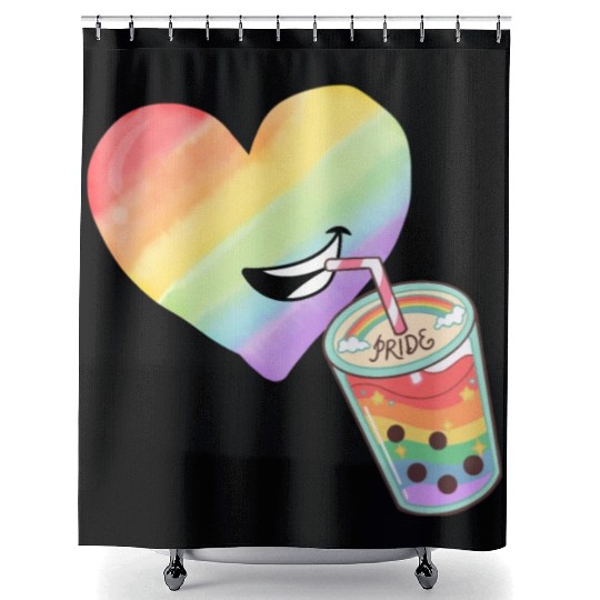 Rainbow heart Shower Curtains
