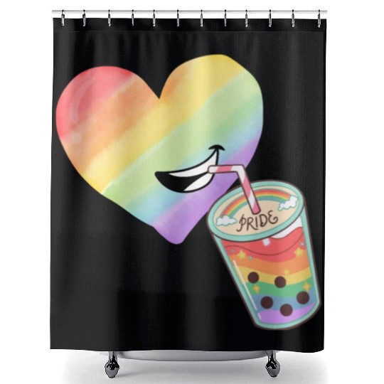 Rainbow heart Shower Curtains