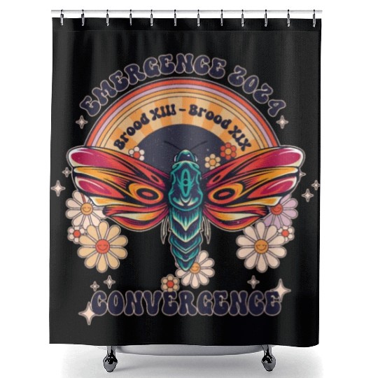 Retro Flying Insects Invasion Cicada Tour 2024 Shower Curtains