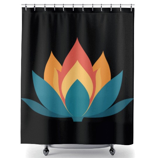 Lotus With Orange Blue Petals Shower Curtains