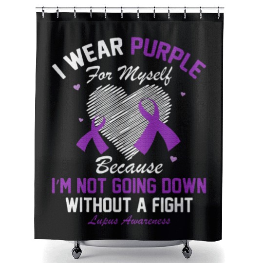 I Wear Purple For Myself Lupus Awareness Heart Shower Curtains