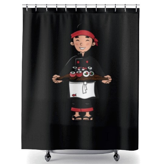 Cute Aesthetic Sushi Guy Shower Curtains