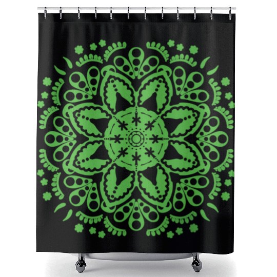 Green floral lace pattern Shower Curtains