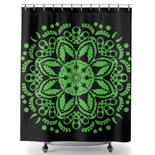 Green floral lace pattern Shower Curtains
