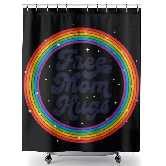 LGBTQ Free Mom Hugs Gay Pride LGBT Ally Rainbow Shower Curtains