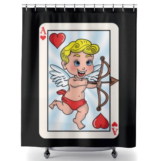Playing card with cupid Shower Curtains