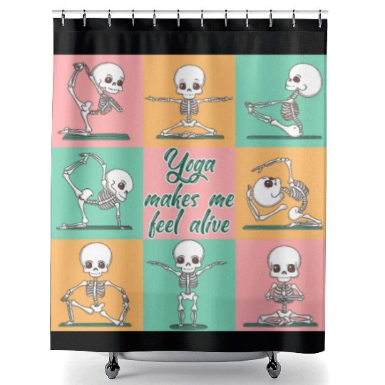 Skeleton - Yoga makes me feel alive Shower Curtains