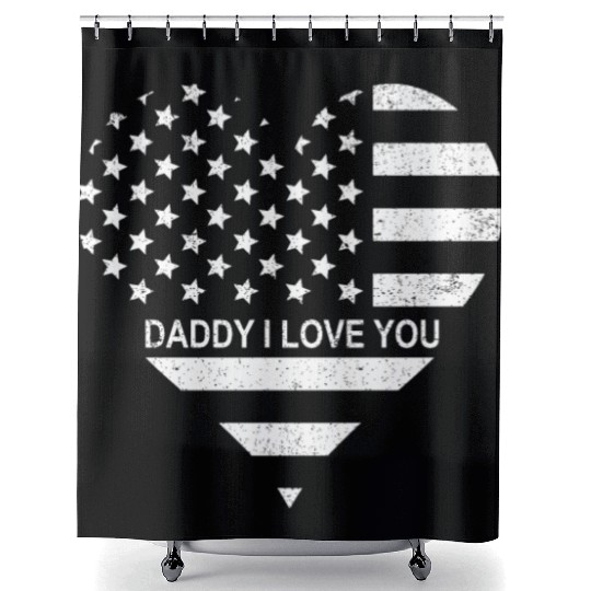 I Love Daddy American Flag Heart Gift Fathers Day Shower Curtains