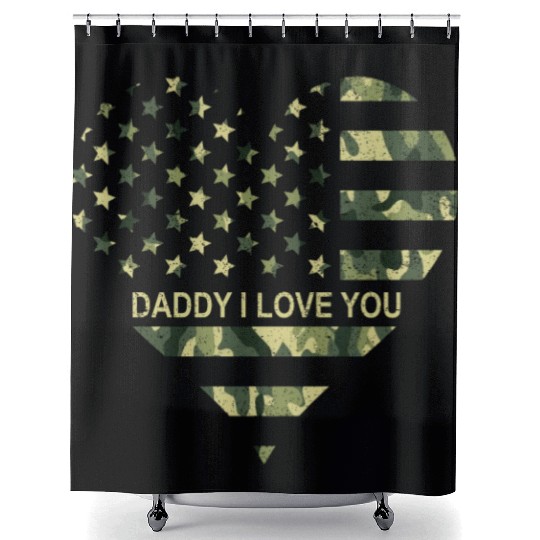 I Love Daddy American Flag Heart Gift Fathers Day Shower Curtains
