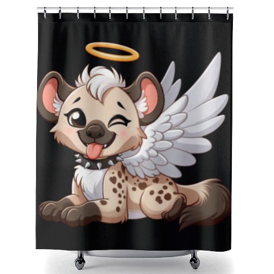 Hyena angel wings halo fantasy Shower Curtains