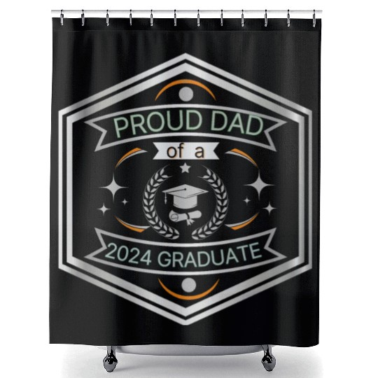Proud Dad of 2024 Graduate ,Fathers Day silver Shower Curtains