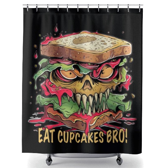 Eat Cupcakes Bro Streetfood - Sandwich Monster Shower Curtains