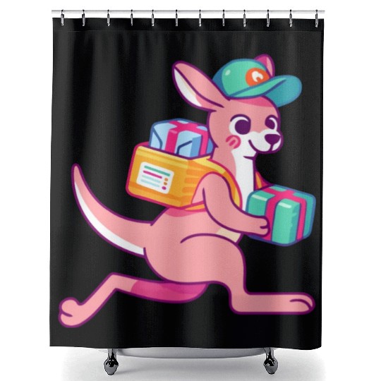 Speedy Delivery: Kangaroo Courier Shower Curtains
