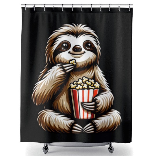 Sloth Popcorn Cinema Movie Night Shower Curtains