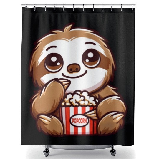 Sloth Film Critic Cinema Popcorn Lover Shower Curtains