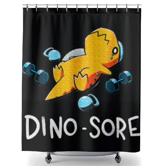 Dinosaur Workout Gym Fitness Lifting Dino Sore Shower Curtains