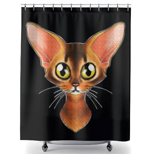 Cat Lover I Cat Face I Abyssinian Cat Shower Curtains