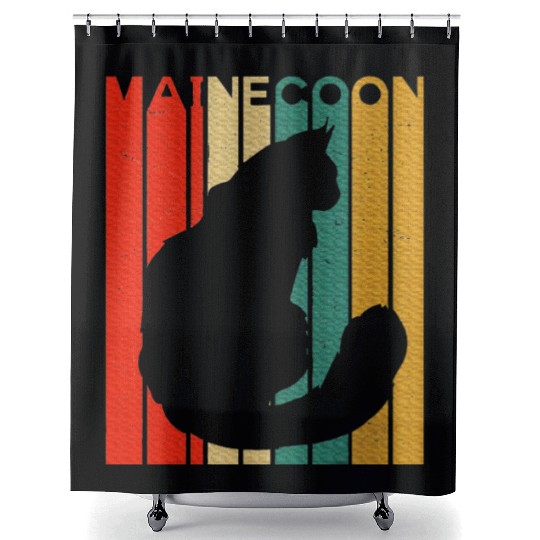 Maine Cat Silhouette Maine Lover Shower Curtains