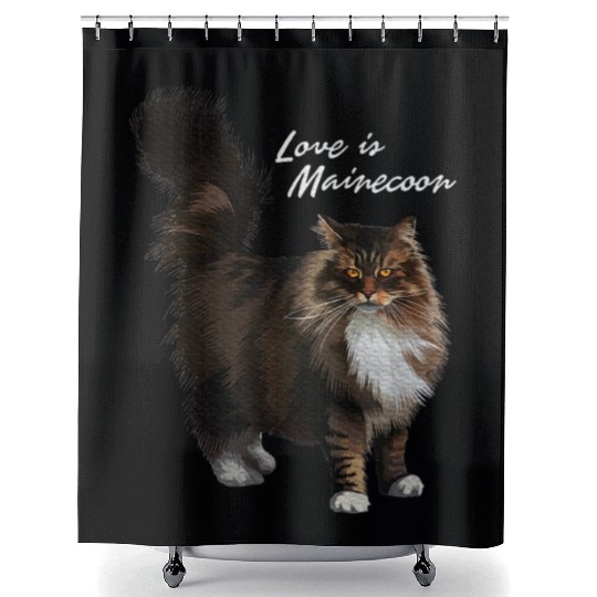 Love is Maine cat Shower Curtains