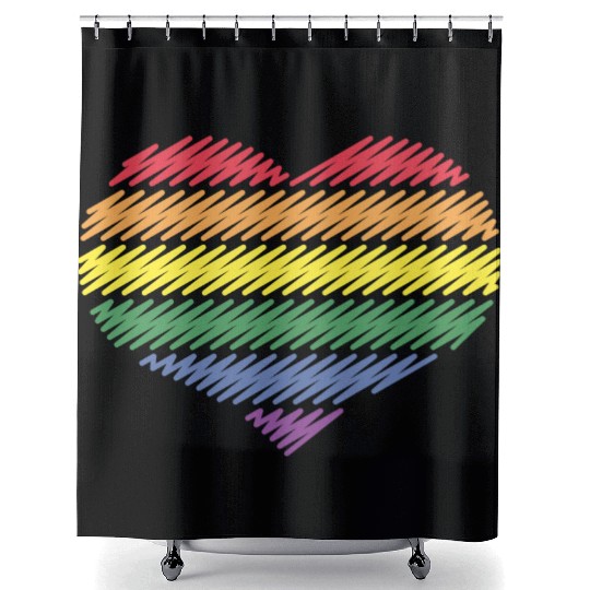 Rainbow Heart (Love / Scribble / 6s / PNG) Shower Curtains