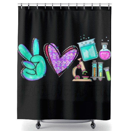 Peace Love Lab Tech Medical Laboratory Professiona Shower Curtains