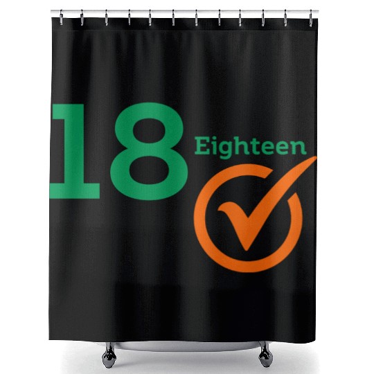 The Number 18 Eighteen Typography Shower Curtains