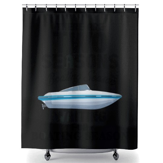 There are two seasons boating and waiting for boat Shower Curtains