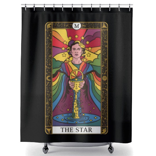 Gay Pride The Star Tarot Card, LGBTQ Tarot Card Shower Curtains