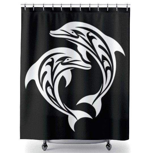 T Tattoo Dolphins Leaping Porpoises Shower Curtains