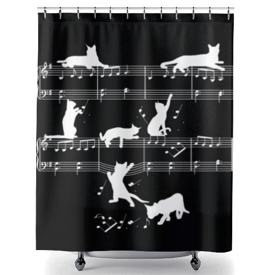 Cat music nout Musician Outfit! Piano, Flute Shower Curtains