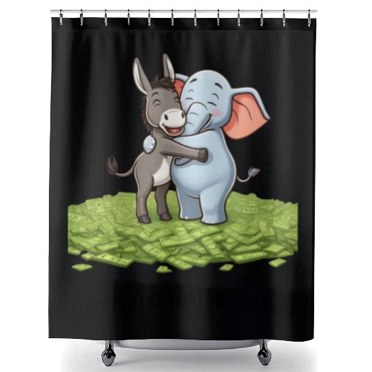 Funny Republican Party Elephant Democratic Donkey Shower Curtains
