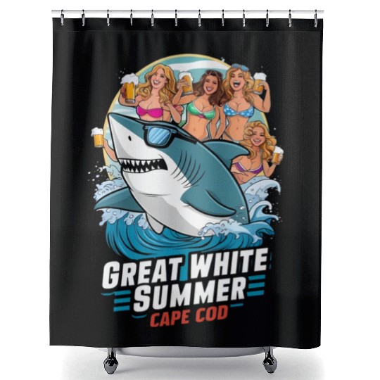 Stylish Great White Shark Shower Curtains (Cape Cod)