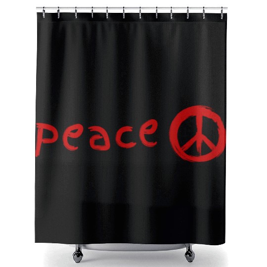 Classic Red Peace Symbol Shower Curtains