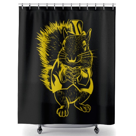 Gentleman Squirrel Funny Chipmunks Animal Lover Shower Curtains