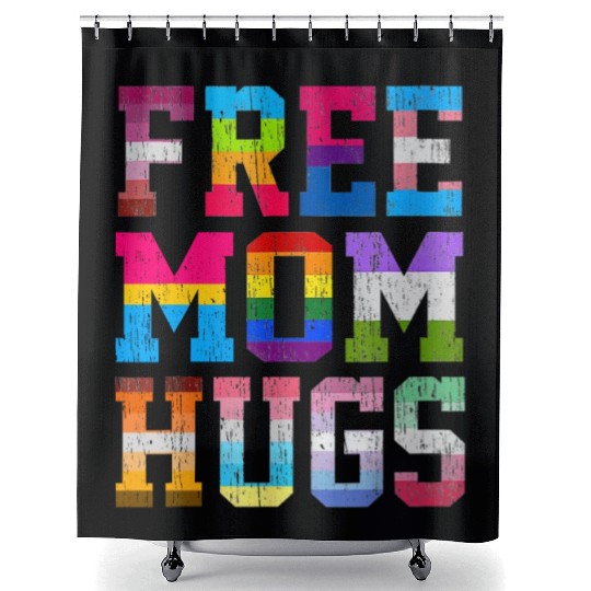 Free Mom Hugs For Pride Month Lgbt MotherS Day Shower Curtains