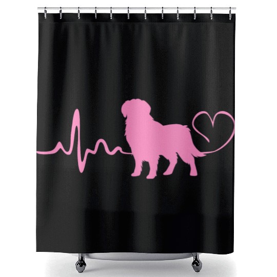 Dog Silhouette Golden Retriever Heartbeat Shower Curtains
