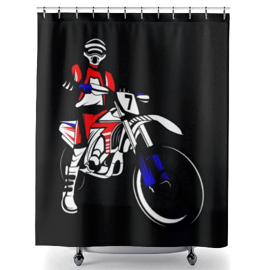 Dirt Bike Rider Motocross Enduro Dirt Biking Boys Shower Curtains