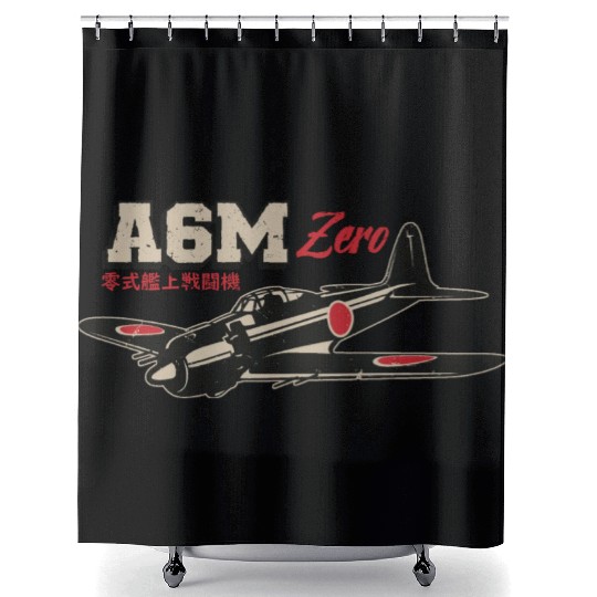 A6M Zero | World War 2 Japanese Plane Vintage Shower Curtains