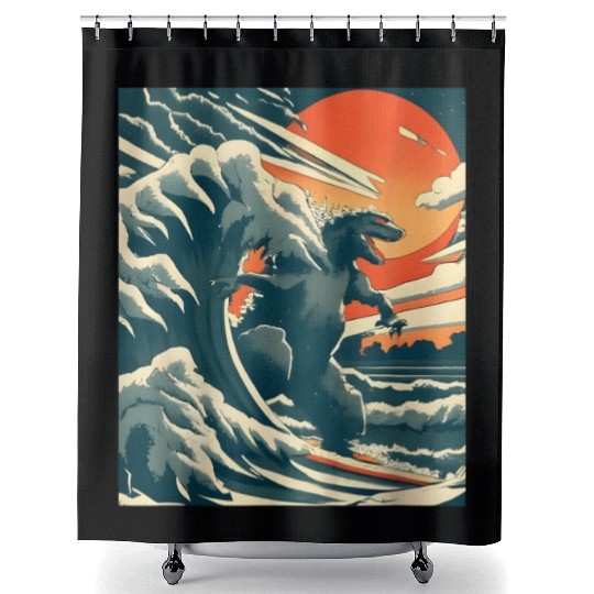 Japanese Monster Kaiju Funny Art Shower Curtains