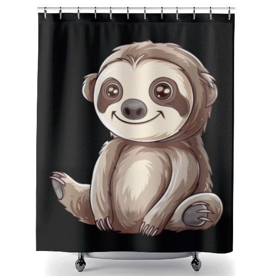 Charming Smiling Sloth Graphic Shower Curtains