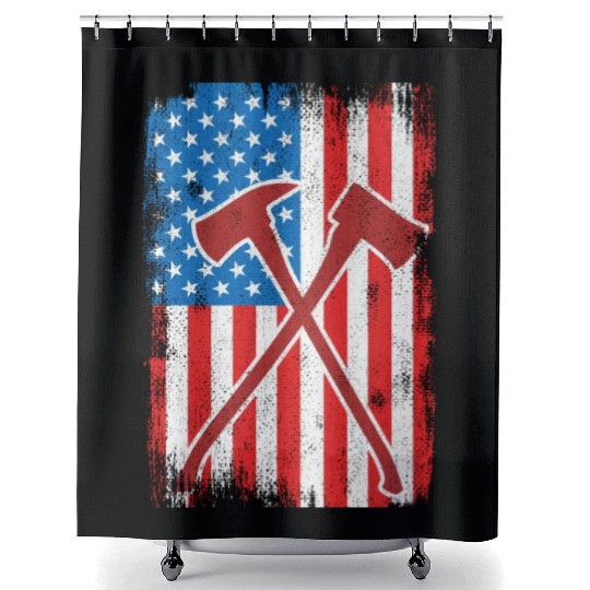 4th Of July US Firefighter Shower Curtains