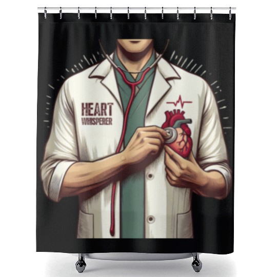 Cardiac Nurse Heart Whisperer Design Shower Curtains