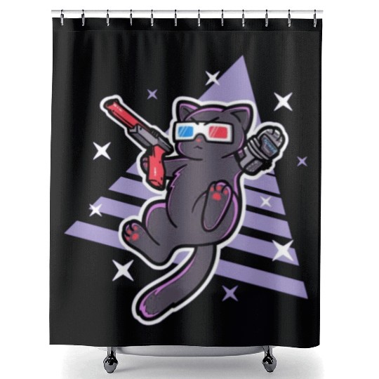 80's kitty Shower Curtains