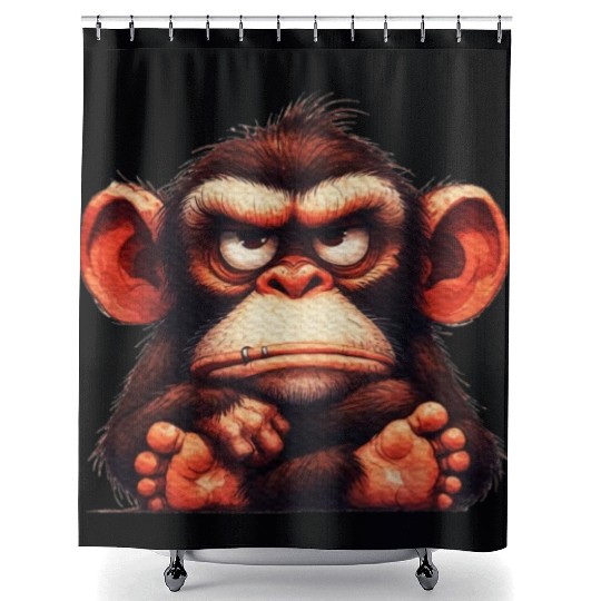 animals grumpy ape monkey Shower Curtains