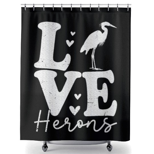 Love Heron Blue Heron Birds Lover Gifts Shower Curtains
