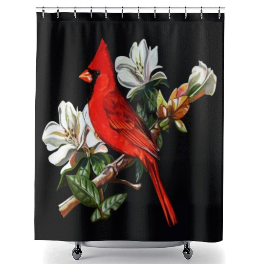 Northern Red Cardinal On A Branch Shower Curtains
