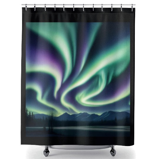 ultra realistic northern lights Shower Curtains