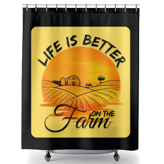 Life is Better On The Farm cap Shower Curtains