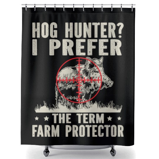 Farm Protector Wild Boar Hunter Shower Curtains