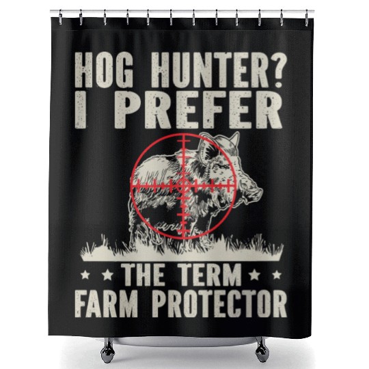 Farm Protector Wild Boar Hunter Shower Curtains